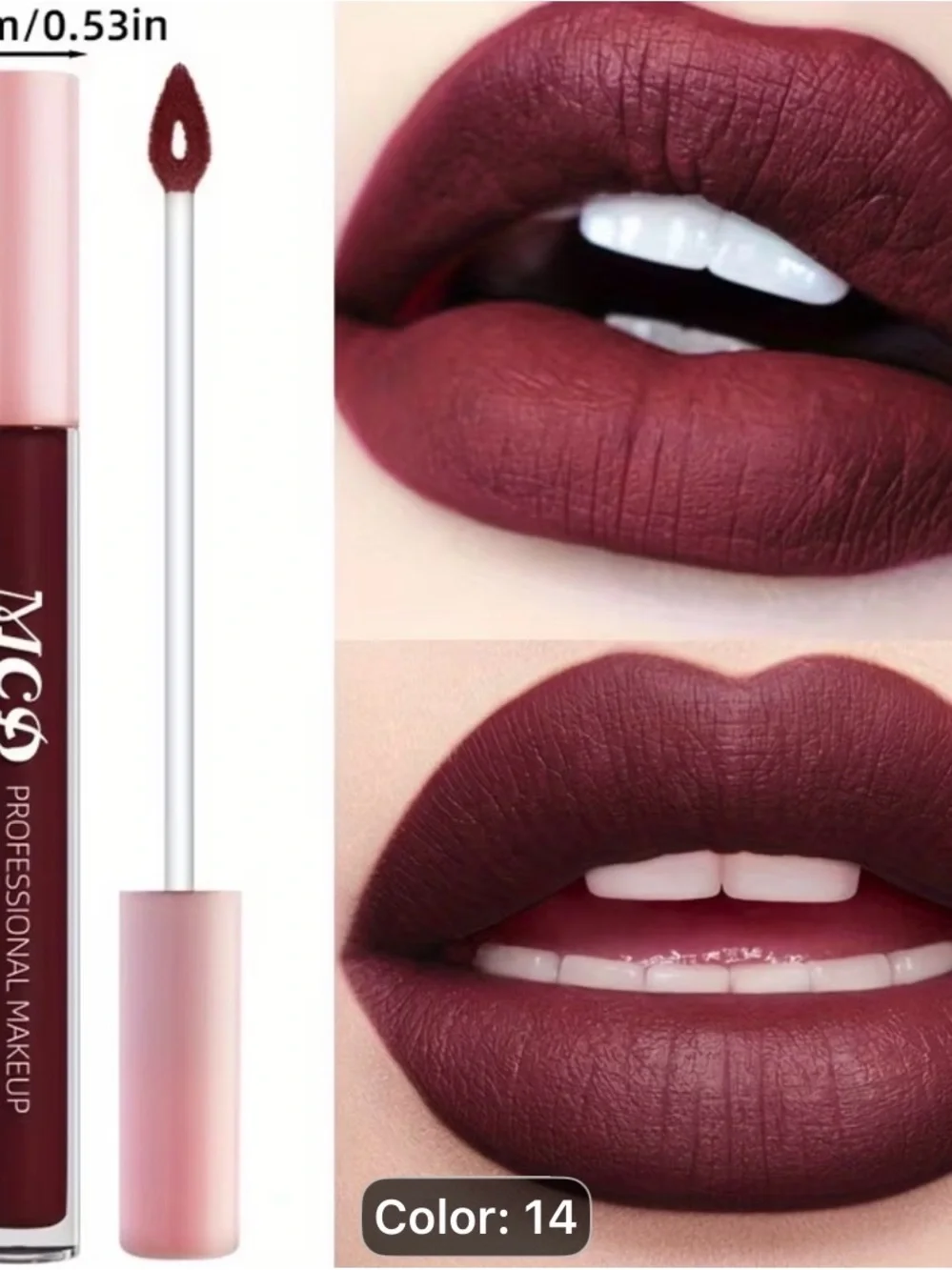 2pcs matte Liquid Lipstick-Deep-waterproof-long lasting Berry-Reddish Brown